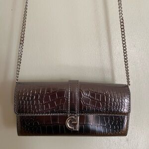 Cole Haan Metallic Croc-Embossed Chain Bag